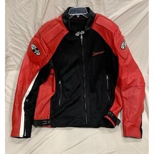 VTG 2003 Joe Rocket‎ Leather Mesh Turbulent Motorcycle Jacket Armor Padded 3XL